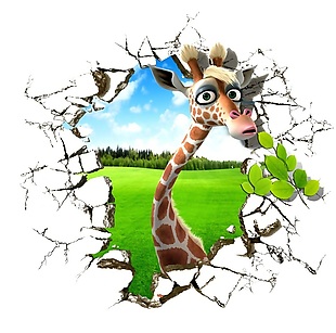 3D长颈鹿背景墙