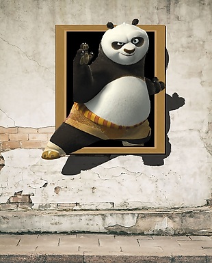 3D立体功夫熊猫背景墙壁画墙画