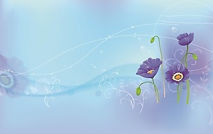 中式简约流线紫色花朵移门画