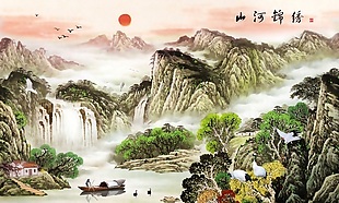 锦绣山河背景墙素材