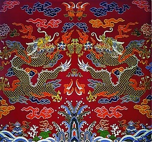中式刺绣龙布纹贴图