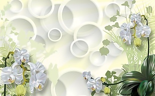 现代精品淡雅清新花朵3D立体瓷砖背景墙