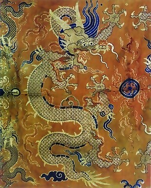 中式龙袍元素布纹贴图