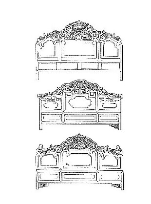 中式木家具雕花床板分层图