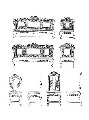中式椅子木家具建筑分层图