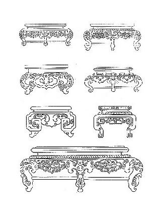 中式花纹圆桌木家具建筑分层图