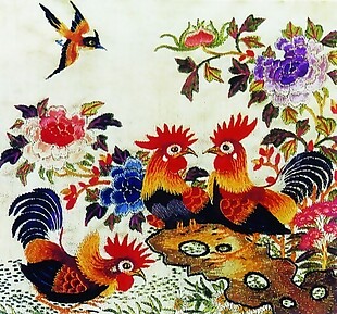中式元素布纹贴图斗鸡