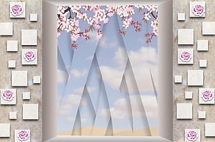 3D立体室内瓷砖背景墙