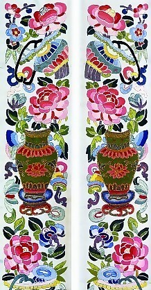 中式元素布纹贴图花瓶里的莲花