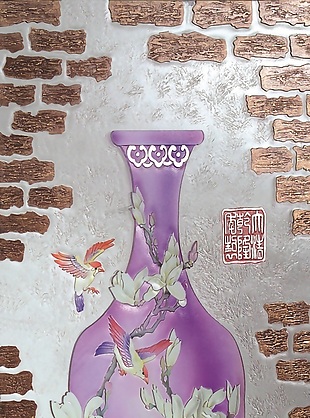 花瓶瓷砖背景墙带路径