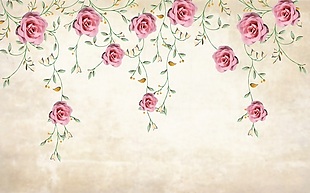 室内瓷砖背景墙玫瑰