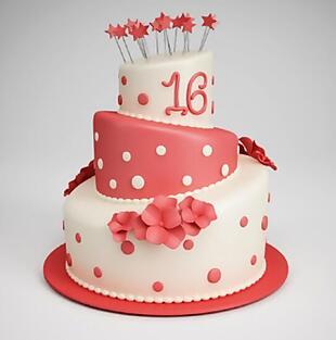 3D渲染粉色生日蛋糕模型素材
