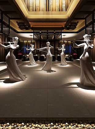 酒店大厅3D浮雕人物模型下载