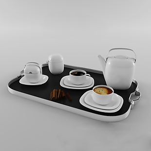 陶瓷咖啡容器模型
