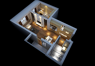3D模型家装二室一厅效果图