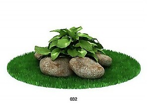石头绿色植物模型
