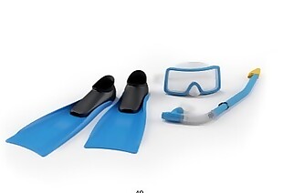 蓝色时尚潜水设备模型素材