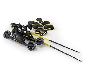 黄黑撞色轮滑器材模型素材