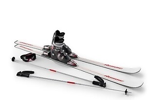 白色红字滑雪器材模型素材