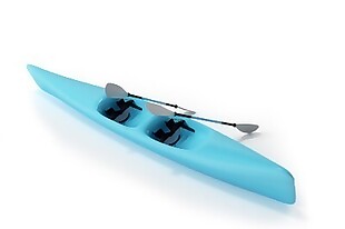 蓝色时尚皮划艇模型素材