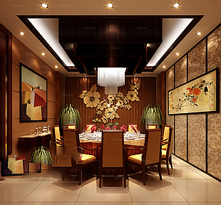 中式风格餐厅模型下载