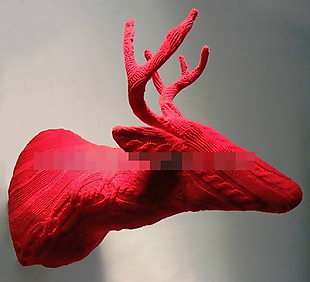 3D渲染现代鹿头装饰效果图