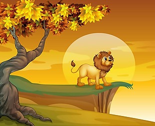 森林里的狮子王插画