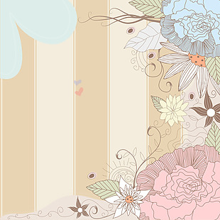 手绘素描花朵条纹背景
