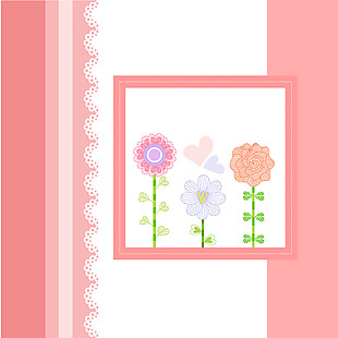 卡通粉色花朵相框背景