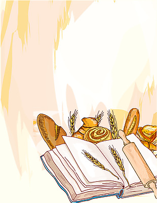 矢量手绘涂鸦美食面食面包面粉背景素材