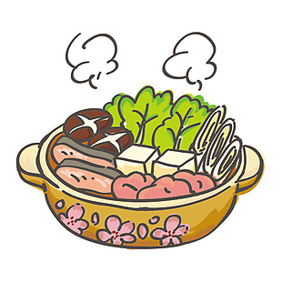 手绘砂锅食物素材图片