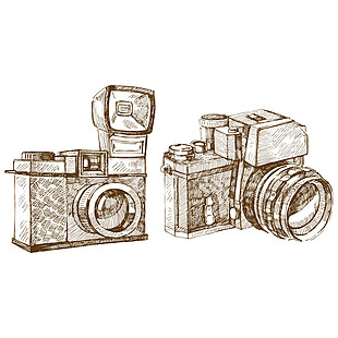 两个老款照相机Png素材图片