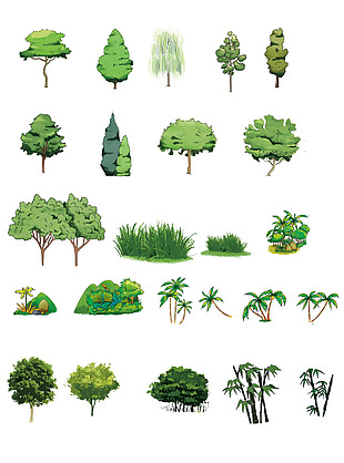 卡通树木元素图案