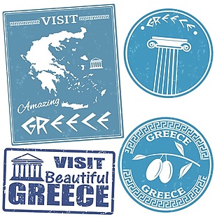 旅游希腊宣传元素矢量