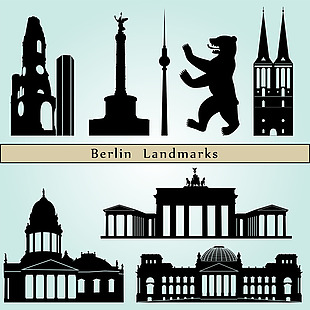 柏林城市地标建筑剪影矢量