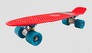 红色滑板免抠png透明图层素材