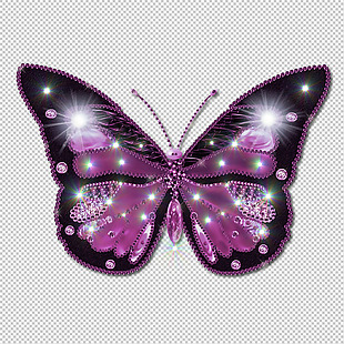 紫色蝴蝶免抠png透明图层素材