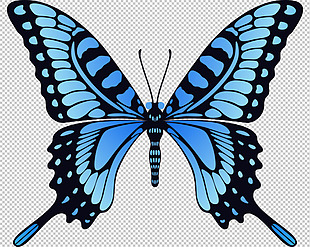 蓝色蝴蝶免抠png透明图层素材