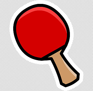 手绘红色乒乓球拍免抠png透明图层素材
