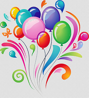 生日快乐彩色气球免抠png透明图层素材