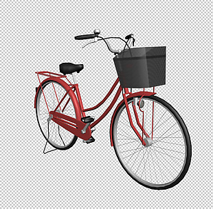 红色自行车免抠png透明图层素材