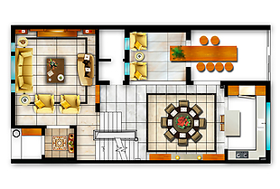 家装室内户型彩色平面图