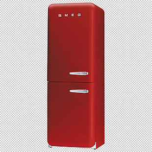漂亮红色冰箱免抠png透明图层素材