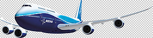 蓝色漂亮大飞机免抠png透明图层素材
