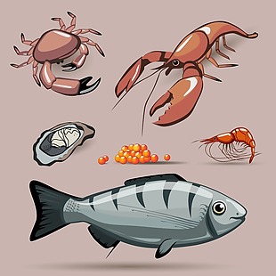 新鲜美味的海鲜插画