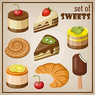 美食的巧克力甜品插画