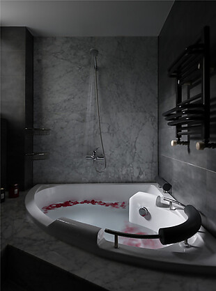 黑白现代卫浴装修效果图图片