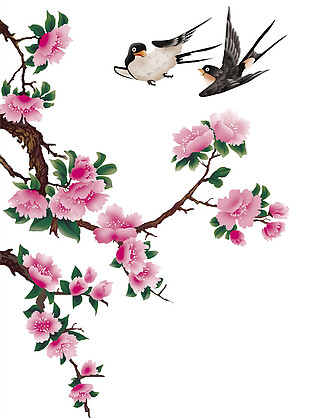精美花鸟系列彩绘画图案