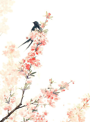 彩绘花鸟系列图案元素