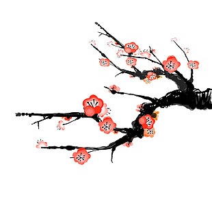 彩绘梅花枝图案元素